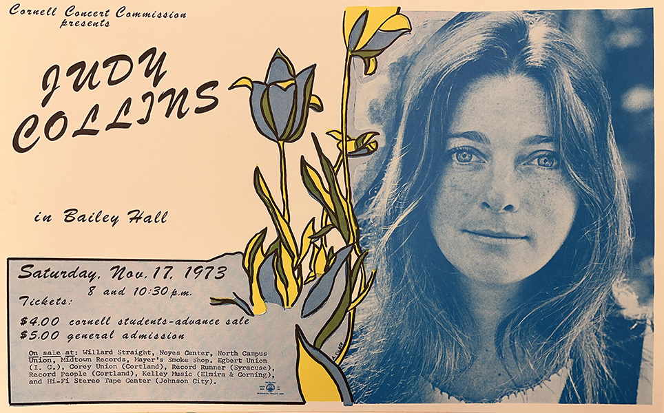 1973-11-17 Judy Collins concert poster found in Cornell's rare and manuscript collection, Kroch Library at Cornell